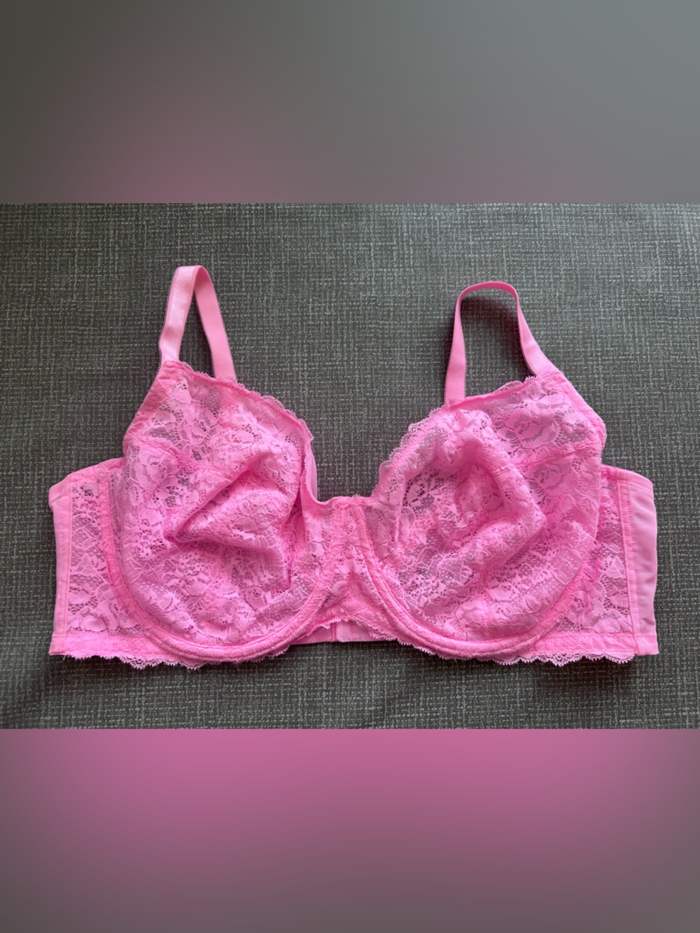 Torrid Pink Lace Mesh Underwire Bra 46DD Lightly Lined Full Coverage Plus Size